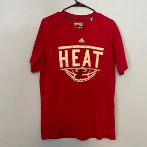 Red Miami Heat Adidas t-shirt. 100% polyester